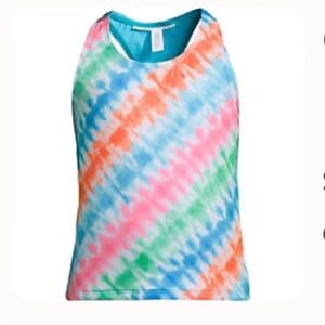 Lands’ End Turquoise Tie Dye Racerback Tankini